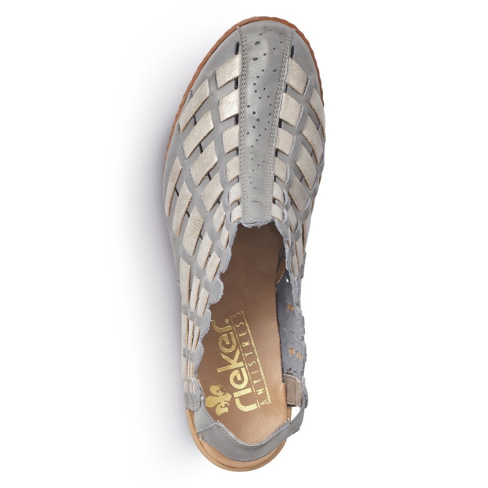 Rieker Antistress 46778 Sina Woven Leather Slingback Shootie/Shoe |Color: Grey🩶 - Picture 6 of 14